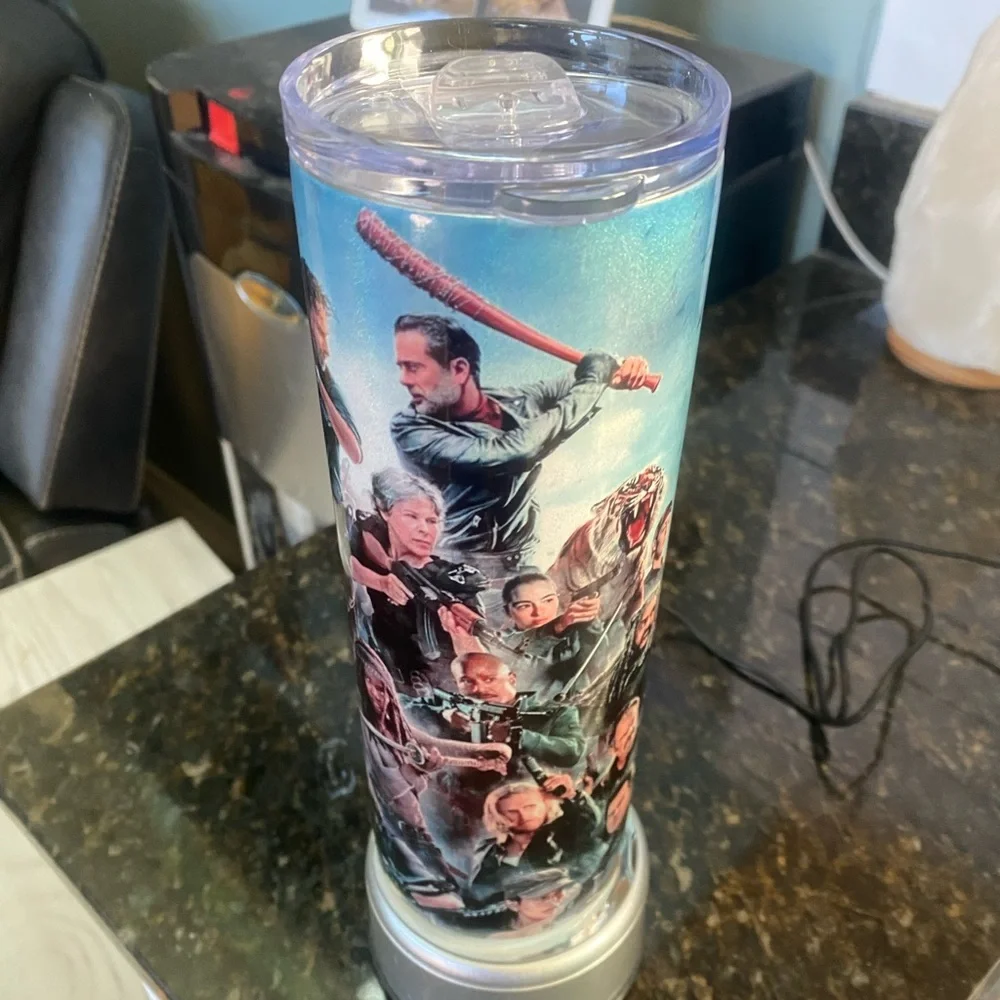 Handmade Brand New Walking Dead Tumbler Double Insulation W/Lid & Aluminum Straw